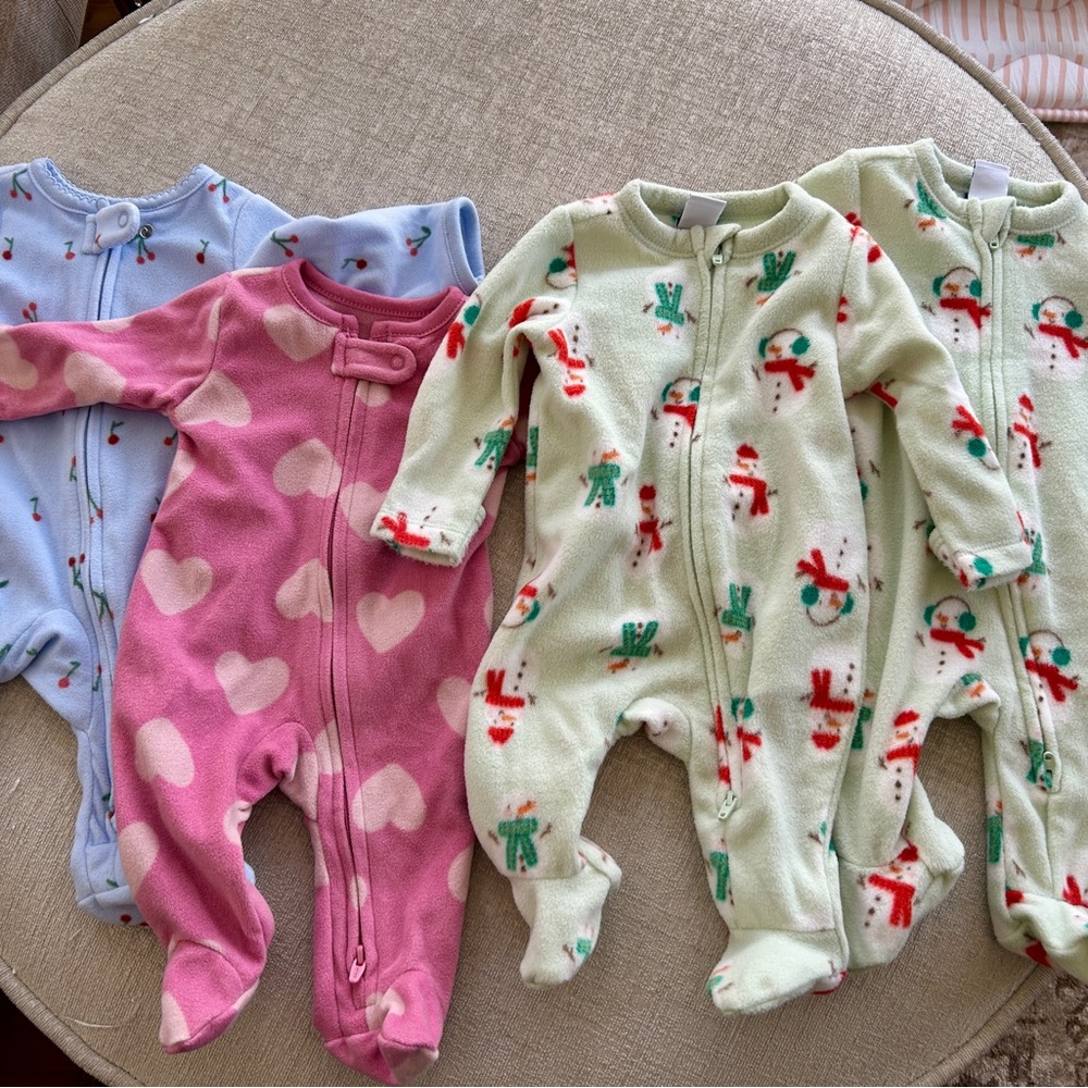Newborn Fleece Zipper Footies (Carters and Old Navy)